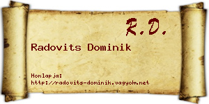 Radovits Dominik névjegykártya